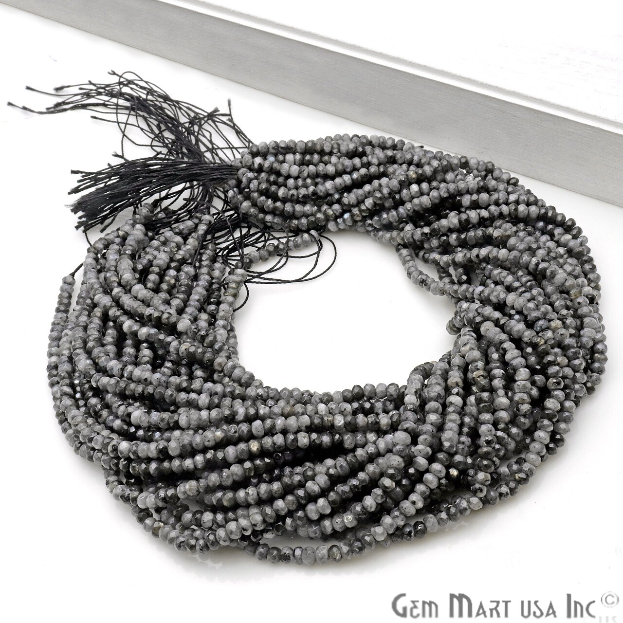 Gemstone Rondelle Bead Strands, Round Faceted, Polished Beads, Handmade Rondelle Beads, 12.5-inch, 3-4mm Round Strands for DIY Jewelry Making, GemMartUSA (70002)